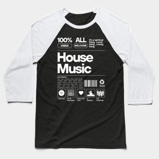 HOUSE MUSIC - Product Label (white) Baseball T-Shirt